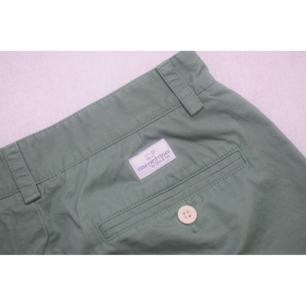 Vineyard Vines Whale Club Shorts Green Flat Cotton Twill Chino Mens Size 28 x 9"